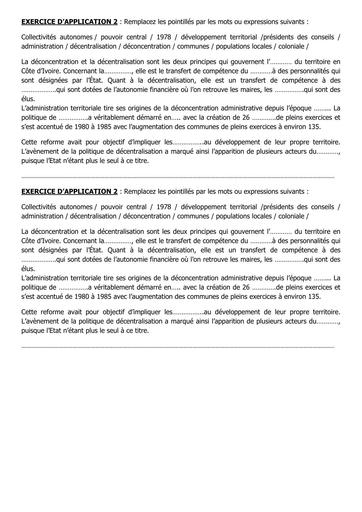 HISTOIRE GEOGRAPHIE 1ière EXERCICE APPLICATION 2 BY TEHUA