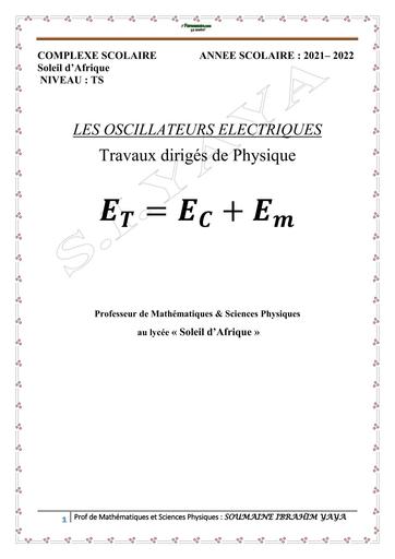 DOCUMENT D'EXERCICES sur Les oscillateurs electrique by TEHUA