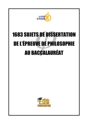 1683 SUJETS DE DISSERTATION PHILOSOPHIQUE