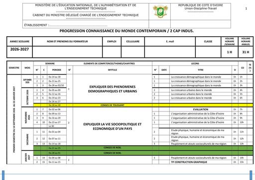 PROGRESSION 2026 27 CMC 2 CAP INDUSTRIEL bY TEHUA