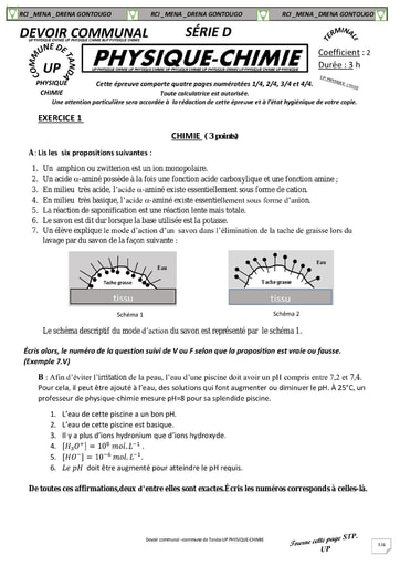 DEVOIR COMMUNAL PC TLE DU 2022 DRENA DU GONTOUGO