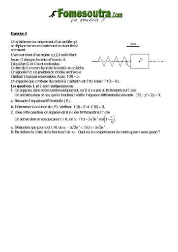 TP 2 équations différentielles maths niveau Terminale D