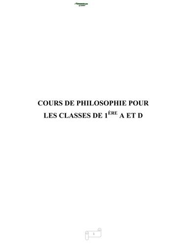 COURS DE PHILOSOPHIE DE 1ERE A ET D by TEHUA