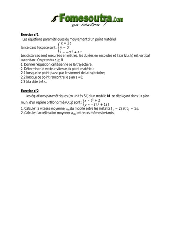 Interrogation 9 de Physique niveau Terminale D