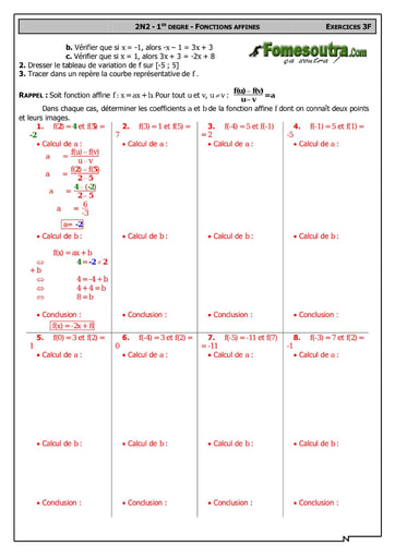 1er Degré - Fonction affine 4 - Maths 2nd F2