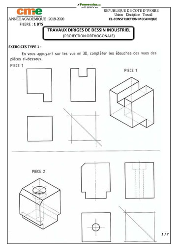 TD Projection Orthogonale (dessin industriel)