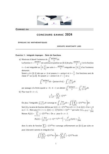 EAMAC Corrigé Maths concours EAMAC by Tehua