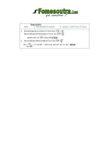 Corrigé TP 2 Trigonométrie maths niveau 3eme