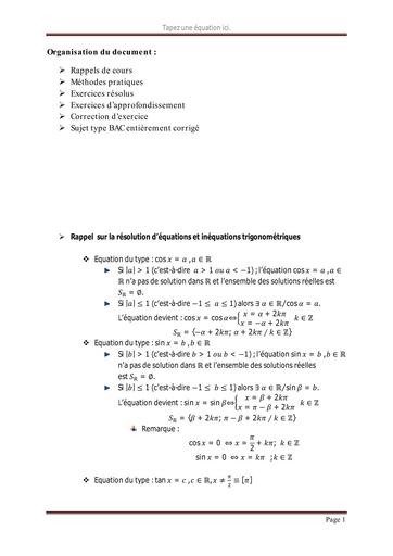 Annal Resumé de cours de Fiches Maths tle C&D by Tehua