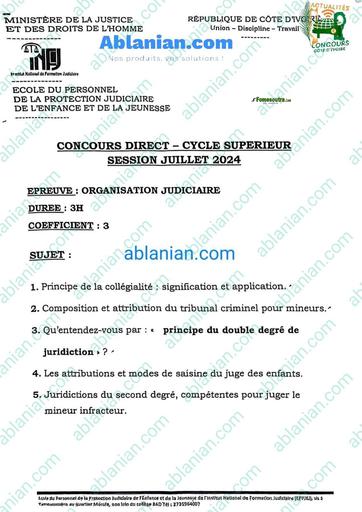INFJ ORGANISATION JUDICIAIRE 2024 BY TEHUA