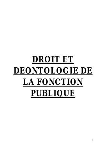 Droit et déontologie de la fonction publique - Cote d'Ivoire