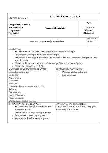 9 Le conducteur ohmique