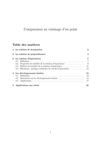 12   Comparaison au voisinage d'un point