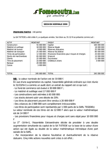 Sujet d'étude de cas BAC G2 2006