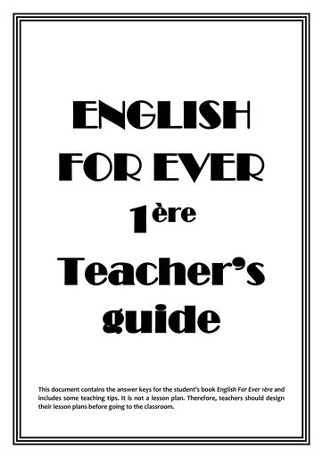 Teacher's Guide EFE 1ière by Tehua