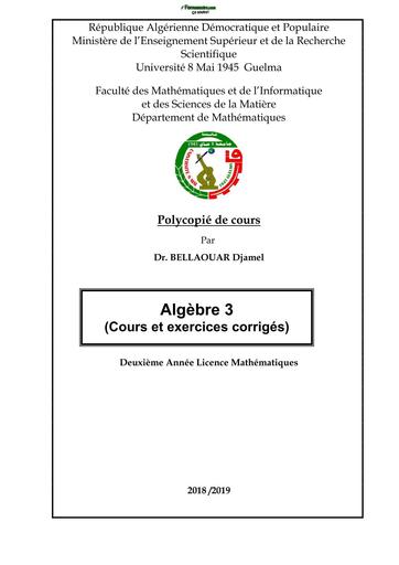 Cours1 Algèbre 3 M I by TEHUA