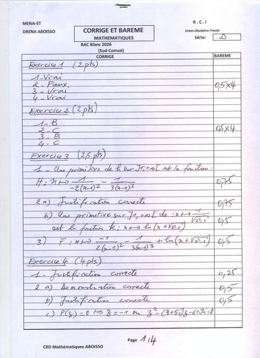 BAC BLANC 2026 DRENA ABOISSO SUJET MATHS SERIE D (BAREME) by TEHUA