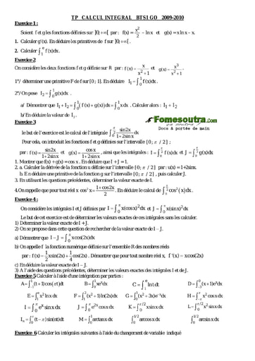 Sujet Corrigé TP (1) Calcul d'Intégral TP Maths BTS GO