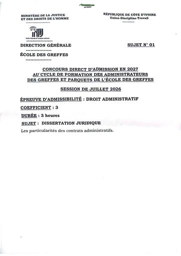 Concours Direct INFJ juillet 2026 droit administratif sujet 1 by TEHUA