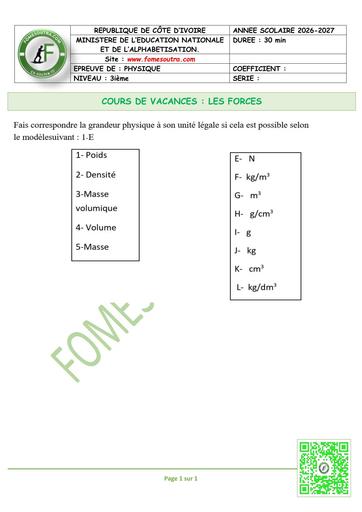 FICHE 1 PC 3ième L2 LES FORCES by TEHUA
