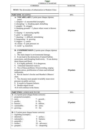 BEPC BLANC MARS 2026 DRENA ABIDJAN 4 SUJET LV1 ANGLAIS (BAREME) by TEHUA