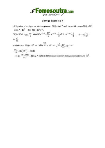 Corrigé TP 4 Equations différentielles 1er ordre - niveau Terminale Scientifique