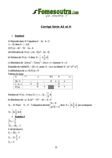 Corrigé de Maths BAC A2 et H 2010