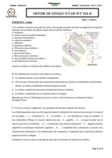 SUJET Tle D DEVOIR N°2 SVT TD 2025 2026 by TEHUA