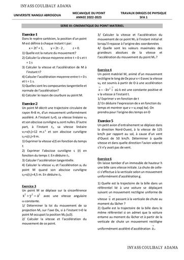 TD SERIE 3 MECANIQUE 2022 2023 licence 1 by inyass