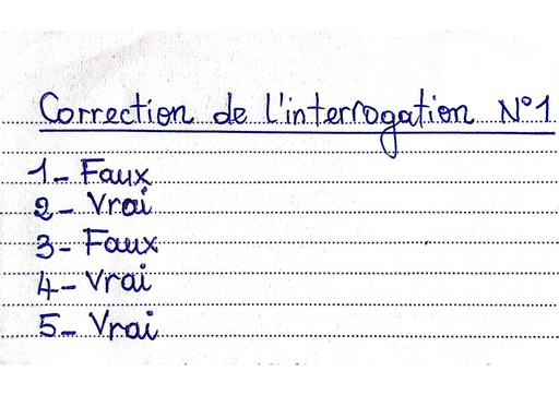Correction de l'interrogation N° 1 Maths niveau 4ieme 4 Collège Moderne Merlan paillet septembre 2025 by Tehua