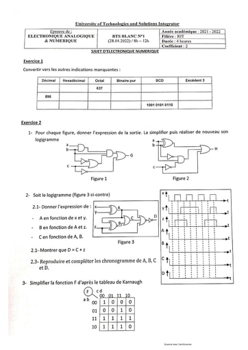 Électronique analogique et numérique 04 28 2022