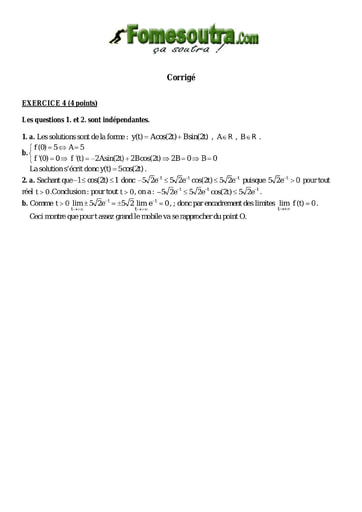 Corrigé TP 2 équations différentielles maths niveau Terminale D