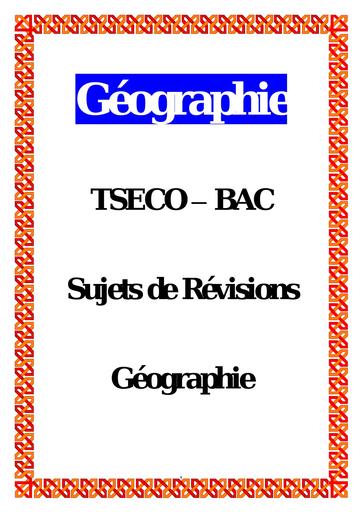 Prepa BAC Geographie TSECO 2023 by Tehua