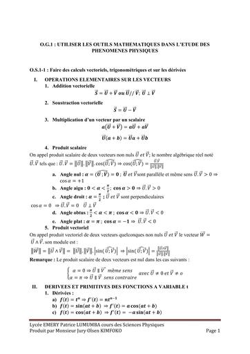 COURS DE PC SUP utilisation des maths pour la physique by TEHUA