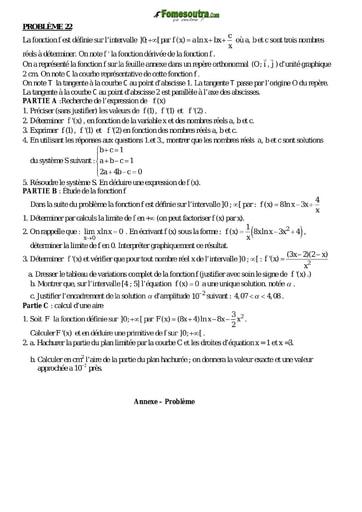 Problème 22 de maths niveau Terminale scientifique et BTS