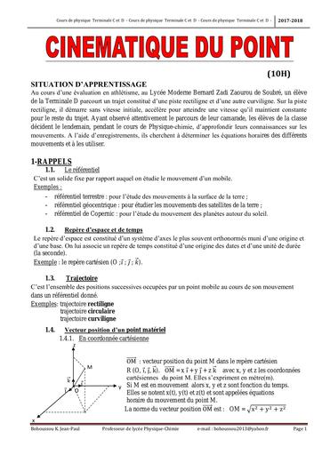 Cours de physiques Tle C et D APC