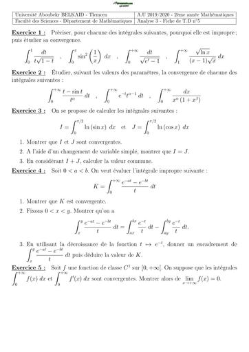 Analyse 3 Fiche 5 2018 2019 Corrige BY TEHUA