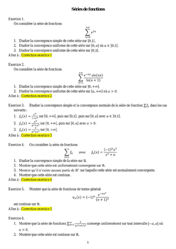 Sujets corrigés Séries de fonctions