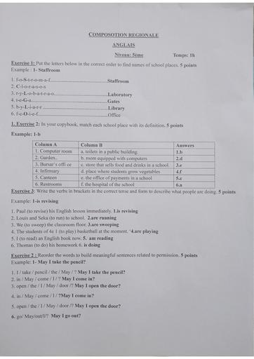 Barême anglais 5ième essai 2023 provincial by Tehua