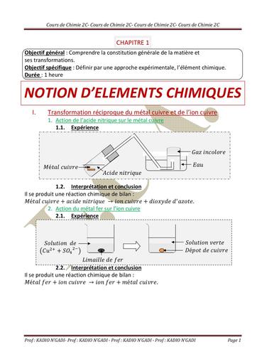 COURS DE CHIMIE 2 ière C