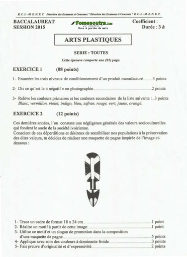 Sujet d'Arts Plastiques BAC 2015 toutes séries