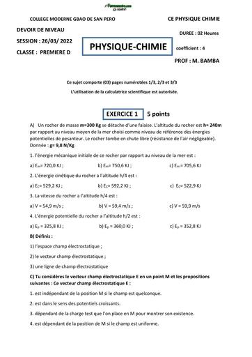 DEVOIR DE MATHS 1ière D 2022 BY TEHUA