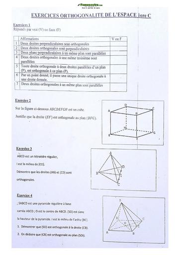 Sujets de mathématiques Première C Lycée Classique Abidjan  2023