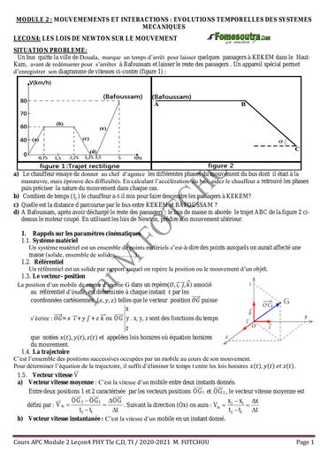 Cours Physique Tle C,D (Module 2 lecon 4 + TD)