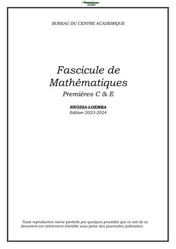 BCA Fascicule de Mathématiques 1ière C & E by TEHUA