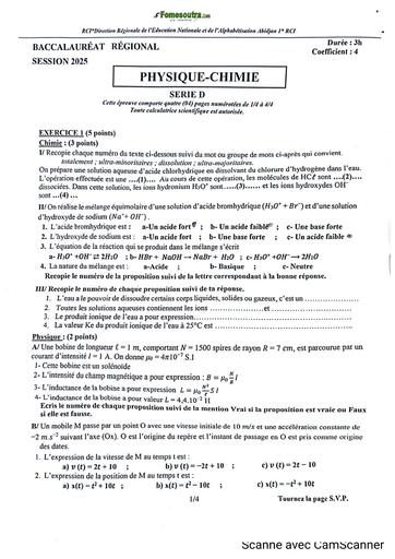 BAC BLANC REGIONAL MARS 2025 DREN ABIDJAN 1 PC SERIE D SUJET BY TEHUA