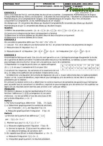 Devoir 1 de maths niveau Terminale G2