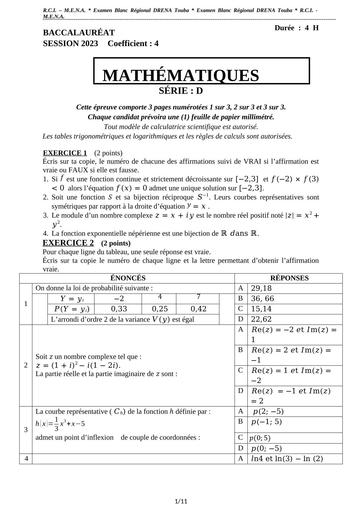 BAC BLANC MATHS Tle D DREN TOUBA BY TEHUA