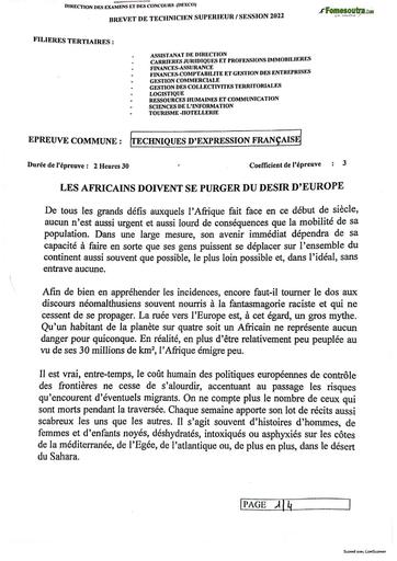 BTP BTS 2022 TECHNIQUES D'EXPPRESSIONS FRANCAISES 2 SUJET+CORRIGE BY TEHUA