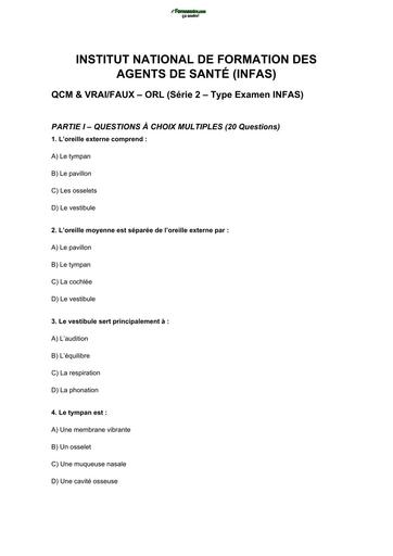 INFAS QCM ORL Serie 2 By TEHUA